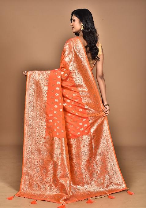 Peach Heavy Kolhapuri Stone Work Saree