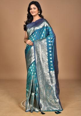 Navy Blue Heavy Kolhapuri Stone Work Saree