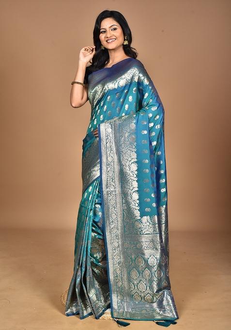 Navy Blue Heavy Kolhapuri Stone Work Saree