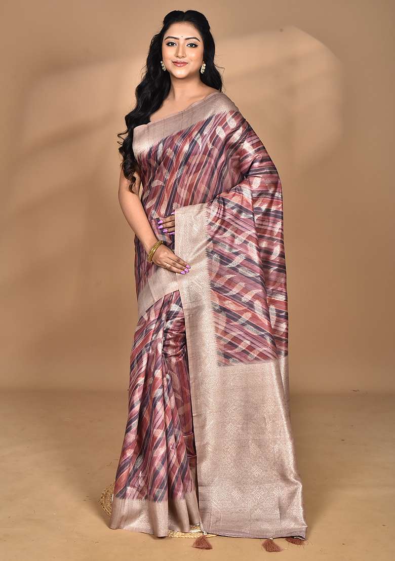 Multicolour Hot Women Linen Silk Saree for Diwali and Festive Wear - Indya