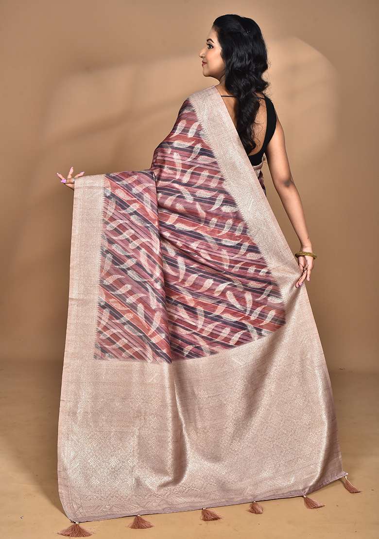 Multicolour Hot Women Linen Silk Saree for Diwali and Festive Wear - Indya