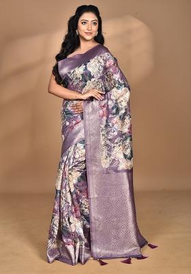 Multicolour Hot Women Linen Silk Saree