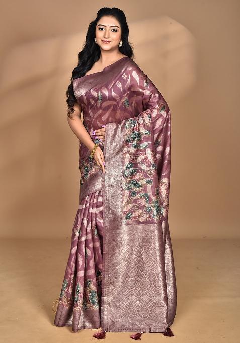 Multicolour Hot Women Linen Silk Saree