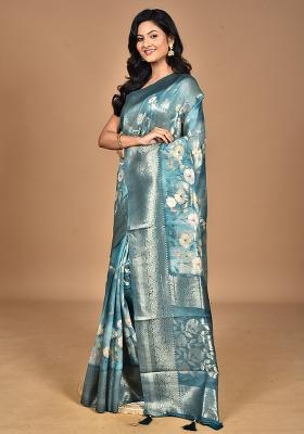 Multicolour Hot Women Linen Silk Saree