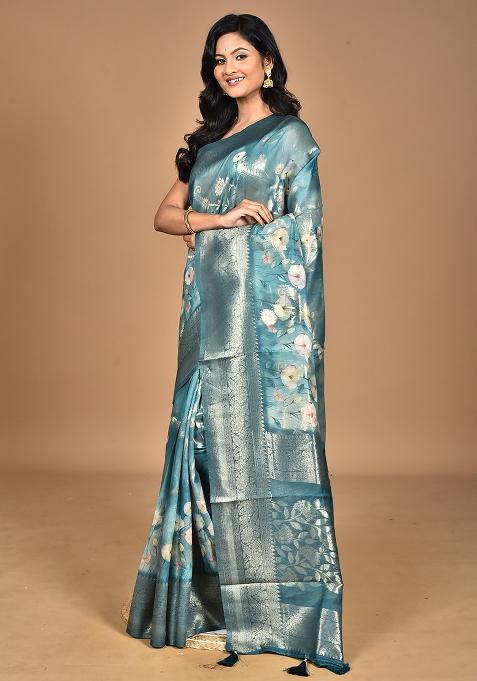 Multicolour Hot Women Linen Silk Saree