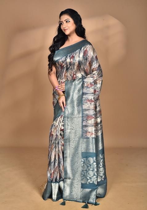 Multicolour Hot Women Linen Silk Saree