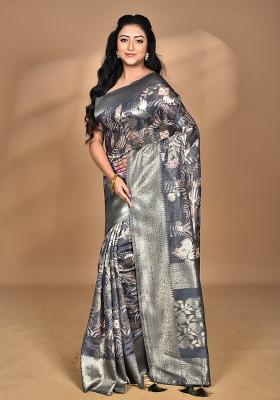 Multicolour Hot Women Linen Silk Saree
