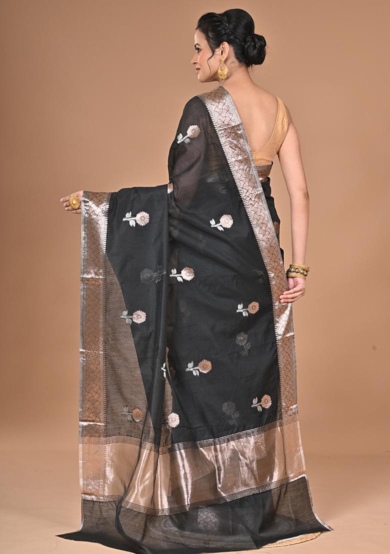 Black Heavy Chanderi Silk Saree