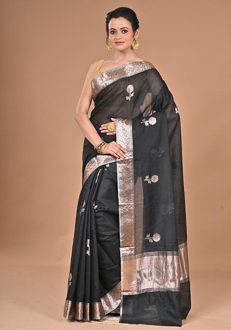 Black Heavy Chanderi Silk Saree