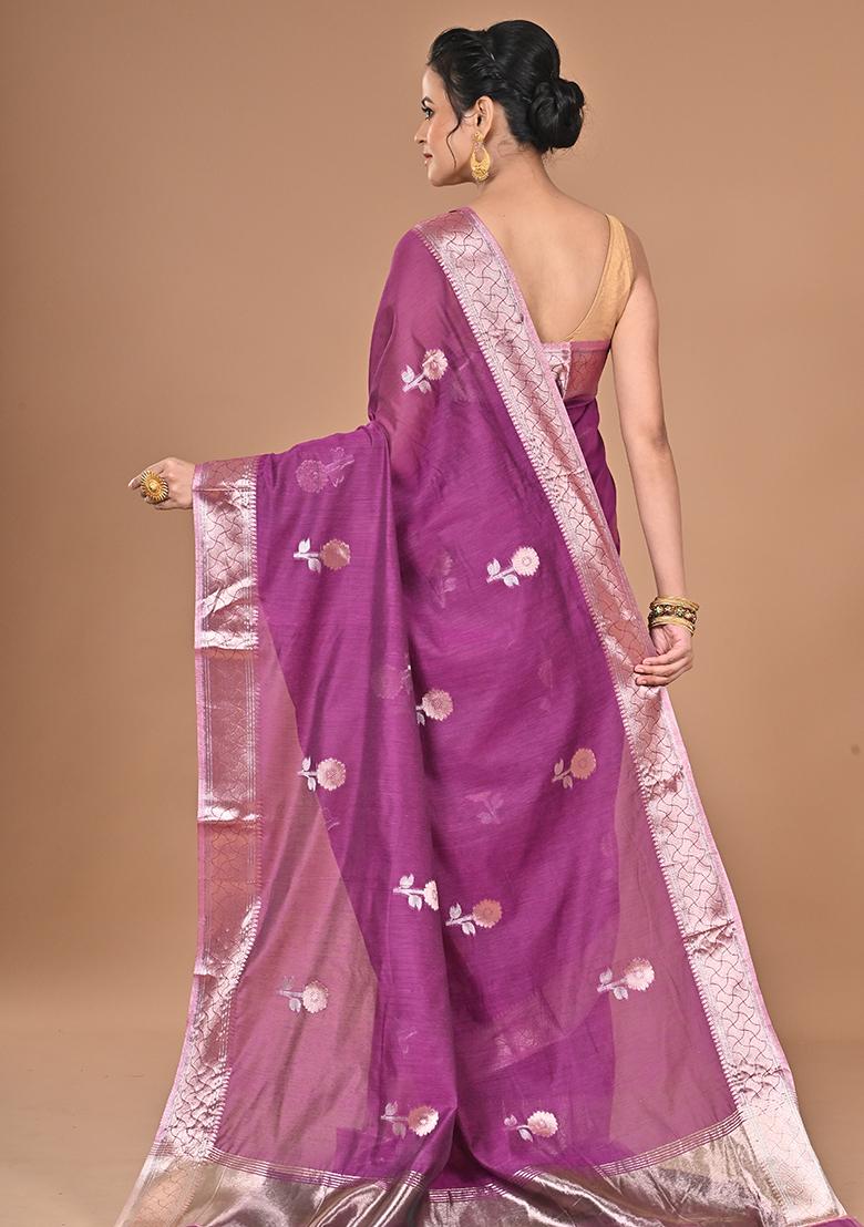 Purple Heavy Chanderi Silk Saree