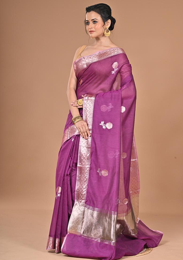 Purple Heavy Chanderi Silk Saree