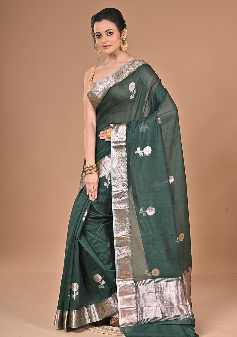 Green Heavy Chanderi Silk Saree