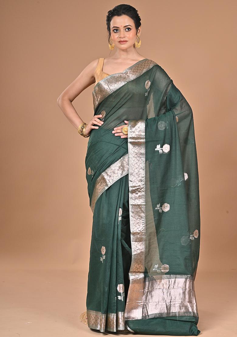 Green Heavy Chanderi Silk Saree