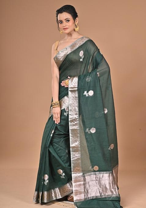 Green Heavy Chanderi Silk Saree