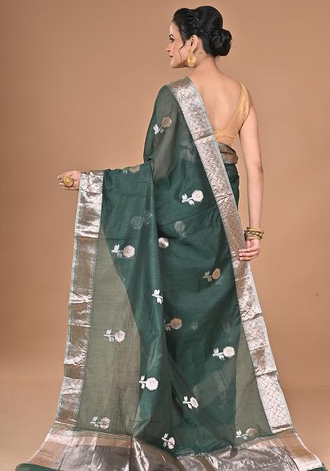 Green Heavy Chanderi Silk Saree