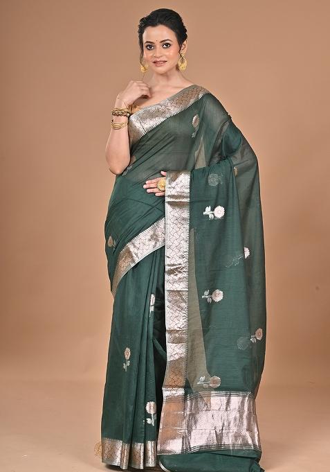 Green Heavy Chanderi Silk Saree