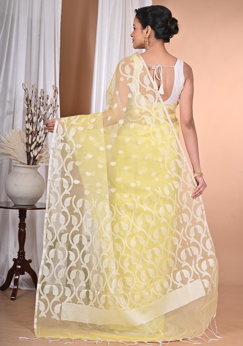 Light Yellow Heavy Jamdani Saree