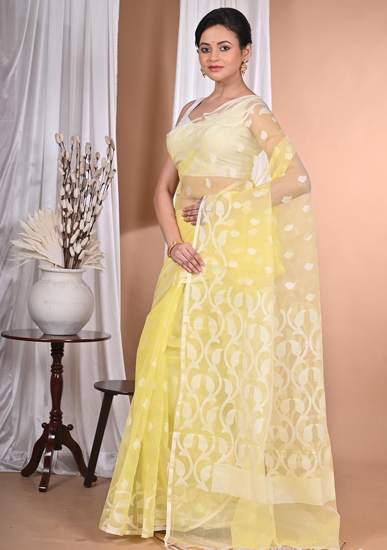 Light Yellow Heavy Jamdani Saree