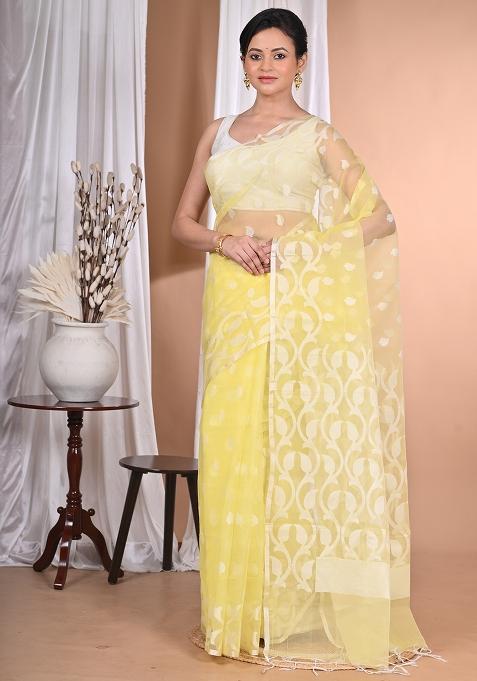 Light Yellow Heavy Jamdani Saree