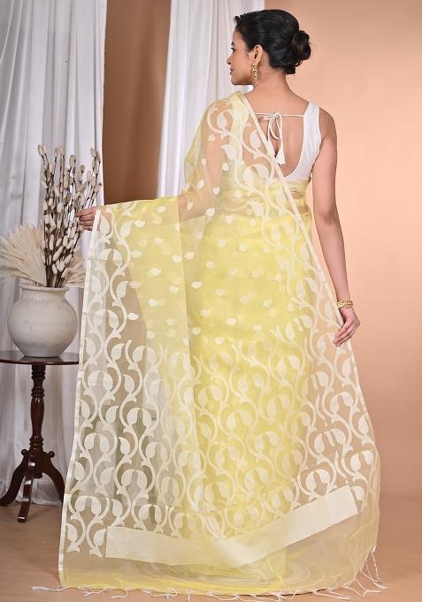 Light Yellow Heavy Jamdani Saree
