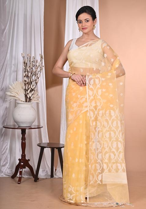 Yellow Heavy Jamdani Saree