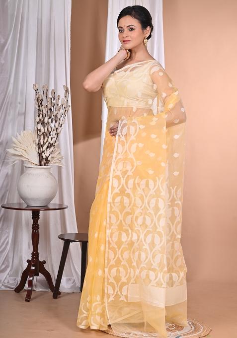 Yellow Heavy Jamdani Saree