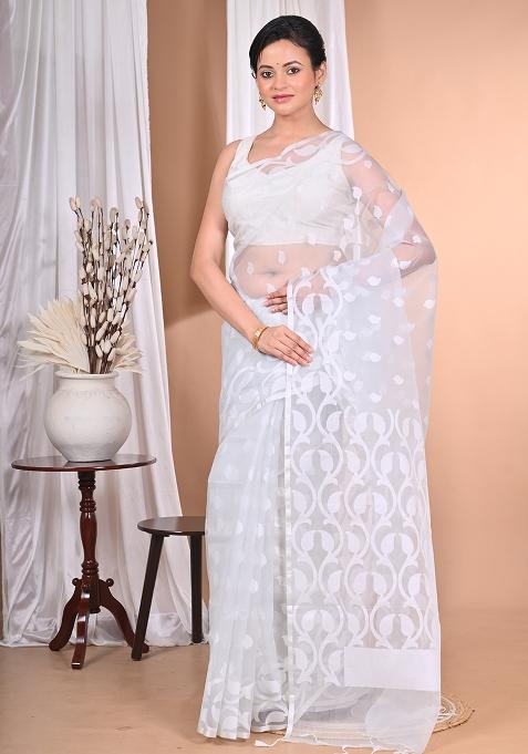 Grey Heavy Jamdani Saree