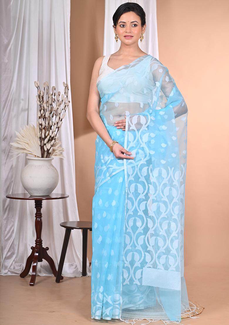 Sky Blue Heavy Jamdani Saree