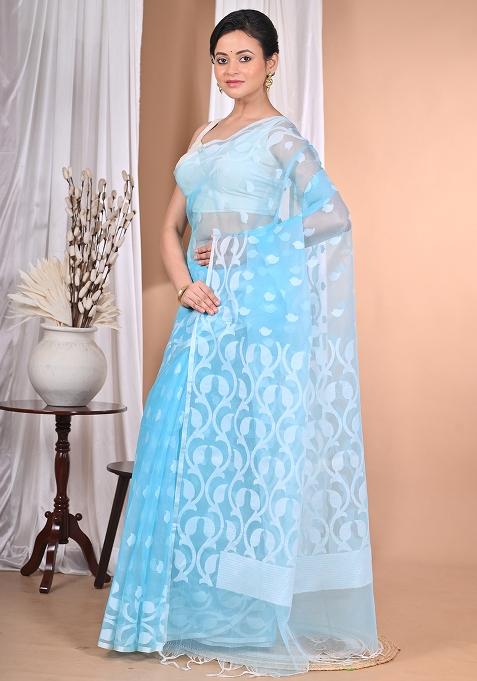 Sky Blue Heavy Jamdani Saree