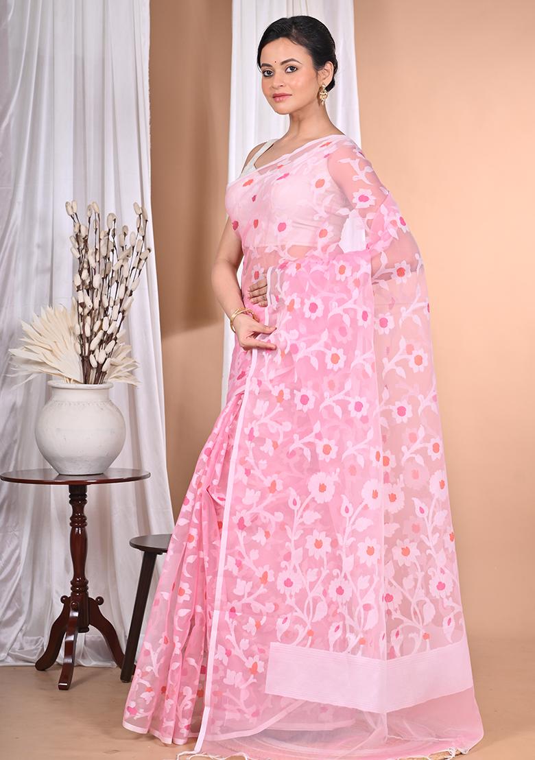 Pink Heavy Jamdani Saree