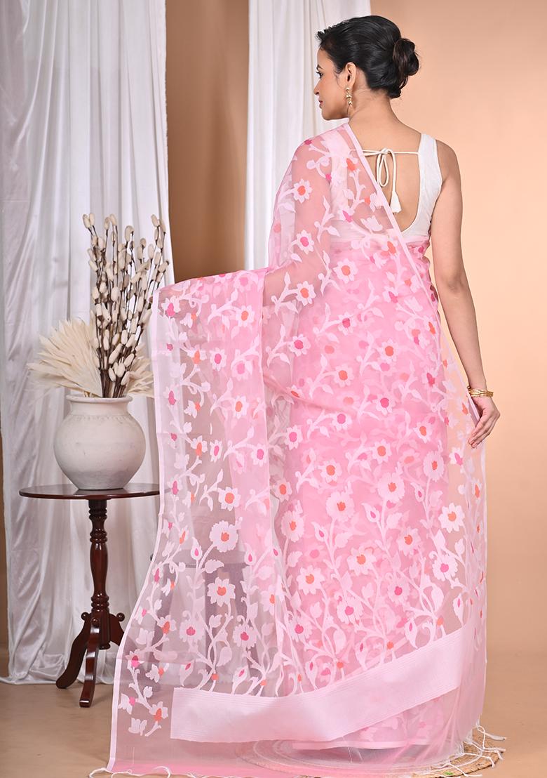 Pink Heavy Jamdani Saree