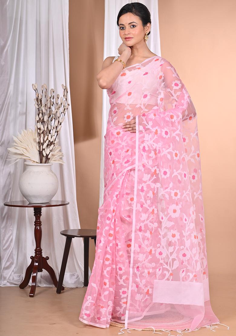 Pink Heavy Jamdani Saree