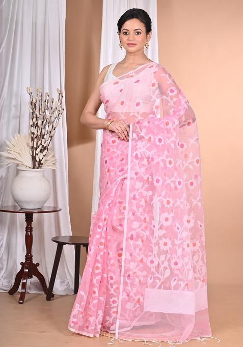 Pink Heavy Jamdani Saree