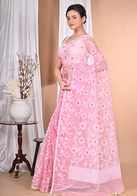Pink Heavy Jamdani Saree