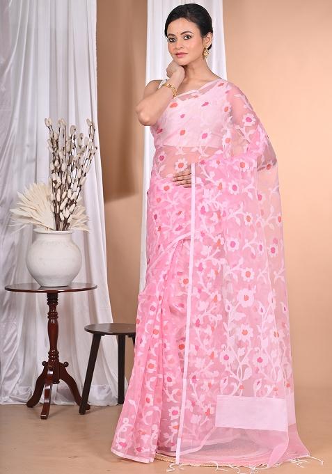 Pink Heavy Jamdani Saree