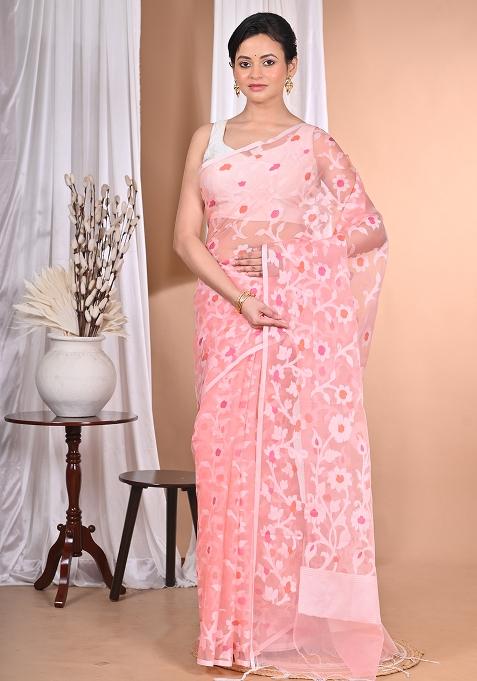 Peach Heavy Jamdani Saree