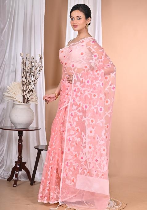 Peach Heavy Jamdani Saree
