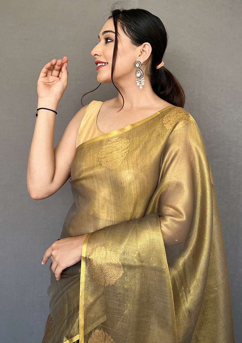 Black Solid Silk Blend Saree Set for Diwali | Wedding & Festive Wear - Indya