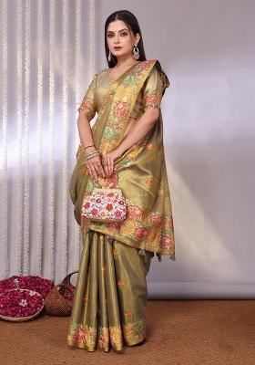 Multi Solid Tissue Saree Set