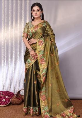 Multi Solid Tissue Saree Set