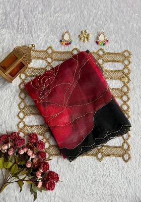 Yellow Embroidered Organza Saree Set