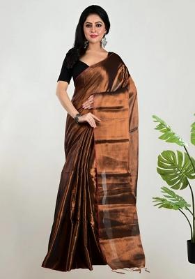 Copper Embroidered Tissue Saree Set