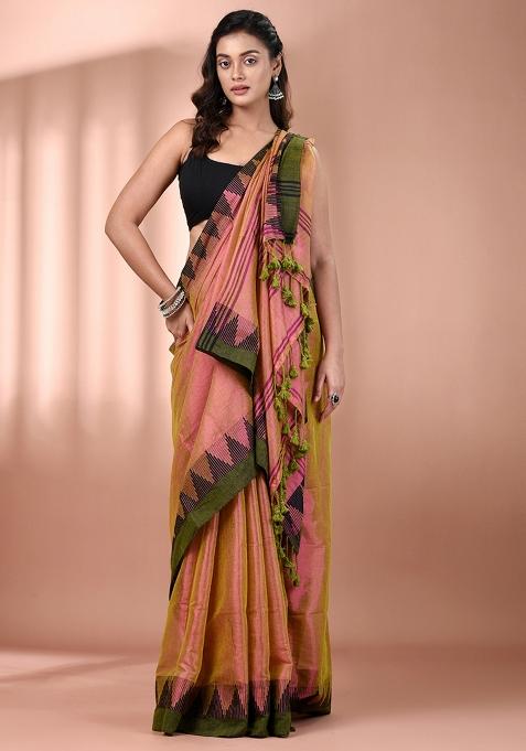 Lime Green Floral Embroidery Tissue Saree Set