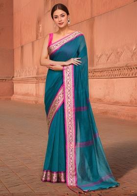 Multicolor Zari Cotton Saree Set