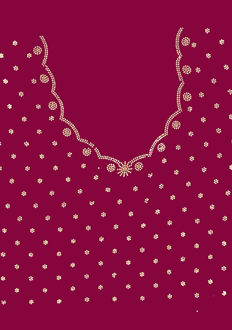 Wine Embrodery Work Silk Saree Set