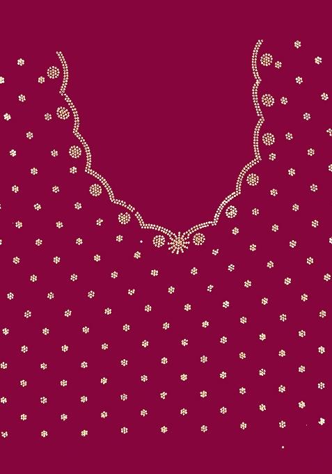 Wine Embrodery Work Silk Saree Set