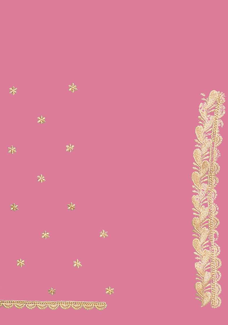 Dusty Pink Embrodery Work Silk Blend Saree Set for Diwali | Wedding & Festive Wear - Indya