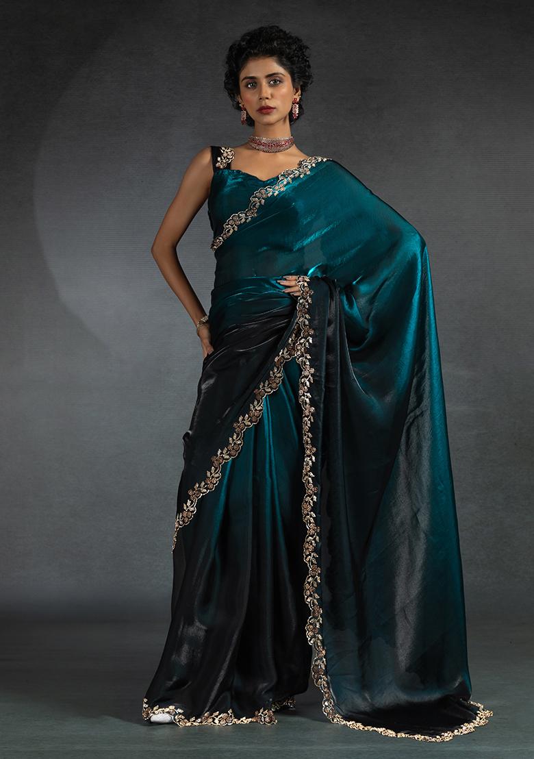 Rama Embrodery Work Silk Saree Set