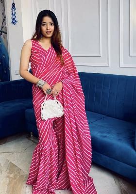 Bottle Green Sequin Work Georgette Saree Set