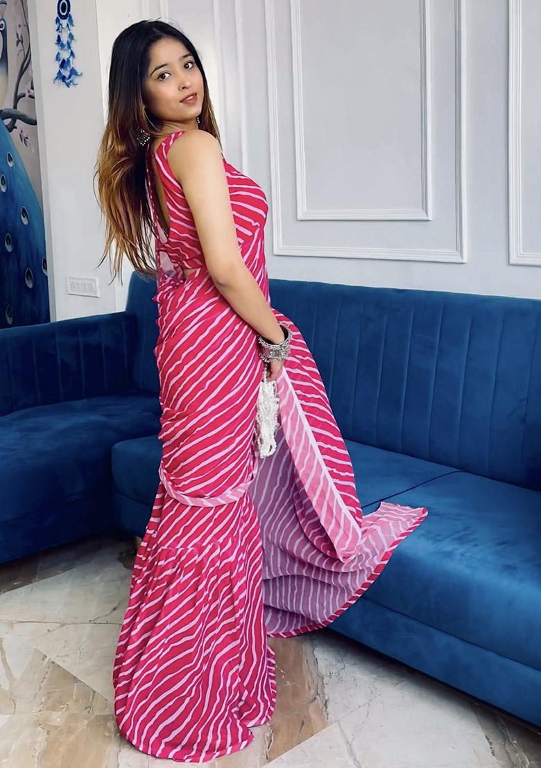 Bottle Green Sequin Work Georgette Saree Set - Indya